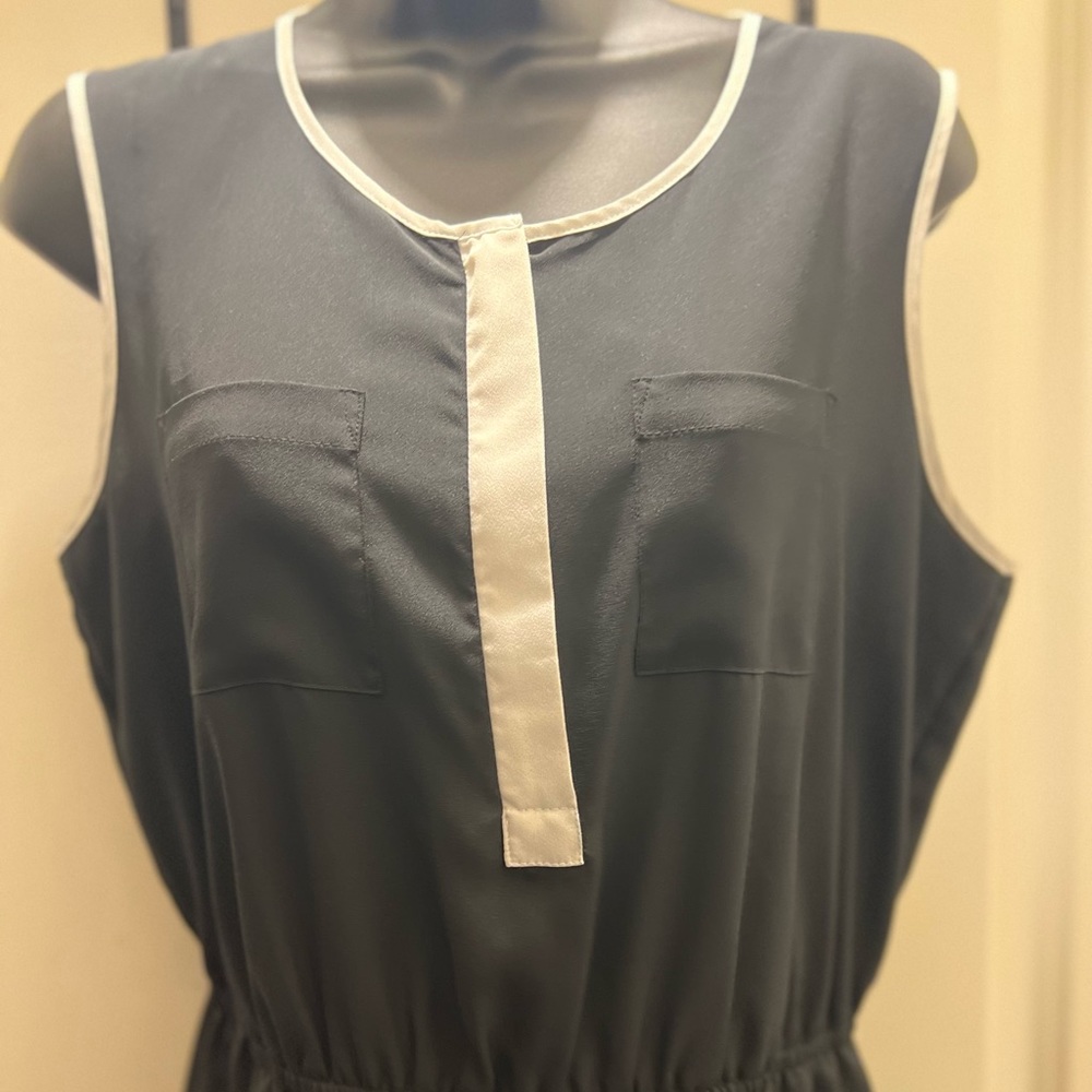 Apt. 9 Black and White Sleeveless Shirt Dress with Pockets, Size M